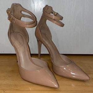 Aldo Beige Strappy Pointed Toe Heels 7.5
